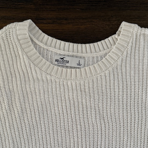 Hollister Cream White Knit Long Sleeve Sweater Large - Picture 2 of 11